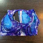 Peloton High Neck Sports Bra Blue Moves Print Activewear Top Medium Gym Workout Photo 4