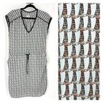 CKS Women's Giraffe Print Cap Sleeve Elastic Waist Mini Dress Blue Black Small Photo 1
