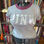 Victoria's Secret Victoria’s Secret sequin logo gray & maroon XS baseball tee Photo 0