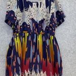 JACK  & Ginger Women's Cold Shoulder Dress Size Medium 100% Silk Blouson Colorful Photo 4