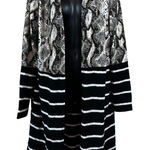 White Birch  Striped Snakeskin Print Open Front Topper Cardigan Duster Photo 0