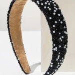 None Elegant Black and White Beaded Headband Photo 0