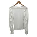 Nation Ltd Womens Puff Sleeves V-Neck Slub Pima Cotton Long Sleeve Top White XS Photo 2
