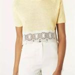 Topshop Knit Lace Hem Cropped Yellow Sweater Photo 0