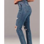 Abercrombie & Fitch Distressed Raw Hem High Rise Mom Jeans Blue Womens Size 29 Photo 1