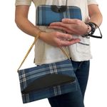 Brown’s Of Bermuda NWOT Vintage Brown's of Bermuda Set: Blue Wool Tartan Plaid Handbag & Wallet Photo 0