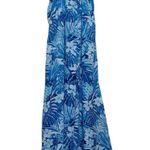 America & Beyond  Tropical Blues Maxi Dress SMALL Floral Print Blue & White New Photo 2