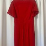 SheIn Solid Red Plunge Neckline Romper Barbie Jumpsuit Flutter Sleeves Size Small Photo 3