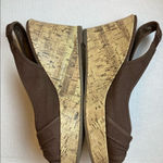 American Eagle Brown Sling Back Cork Wedges with Open Toe Sandals A196 Photo 4