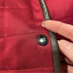 Pendleton Cute  cranberry quilted faux leather trim jacket pockets snaps lined Photo 5