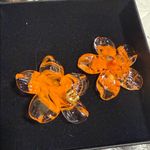 Levens Hibiscus Glass Earrings Orange Photo 2