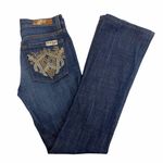 Free People  We The People Straight Leg Dark wash Jeans Embellished Size 25 Photo 1