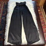 ZARA Black Satin Wide Leg Waist Tie Pants Photo 1