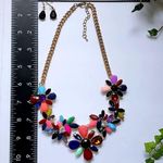 Stunning Multi Color Flower Necklace Set Gold Photo 7