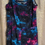 Hot Topic Black Pink Teal Galaxy Space Shorts Romper XL, NWT Photo 0
