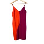 Lulus Perfect Duo Coral Red and Purple Color Block Bodycon Mini Dress Size Large Photo 2