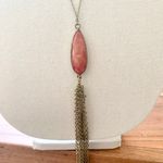 Nordstrom Long Silver Chain Red Pedant W Tassel Photo 1
