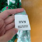 HVN Matilda Appliqued Floral Print Voile Silk Chiffon Midi Dress Green Size 6 Photo 9