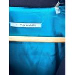 T Tahari  Black Ponte Moto Jacket Exposed Zip Modern Romantic Cropped Blazer 14 Photo 3