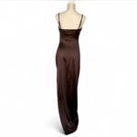 Brown satin maxi formal dress Photo 4