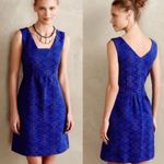 MAEVE Anthropologie Blue Purple Averie Jacquard Aztec Fit & Flare Dress, Sz 4 Photo 1