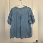 Lucky Brand Moon River Blue Puff Sleeve Boho Blouse Size L Photo 3