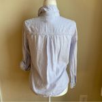 Sigrid Olsen  Linen Blend Roll Sleeve Button Down Striped Shirt Photo 1