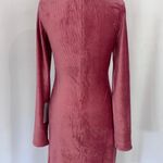 Dual Nature New  Keyhole Rib Velour Dress Mock Neck Long Sleeve Mini Mauve Small Photo 6