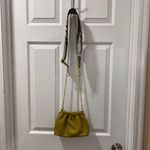 Vera Pelle Mustard‎ Yellow Leather Handbag with Striped Strap and Gold Hardware Green Photo 6