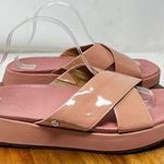 UGG  Pink Patent Leather Criss Cross Platform Slide Sandals Size 10 Casual Photo 0