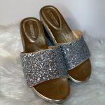 Silver Glitter Platform Shoes with Espadrille Sole Size 6 Photo 1