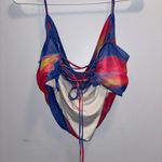 Blanc  Club Shrug Colorful Lace up Draped Top Photo 4