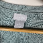 Chico's  Womens Cable Stitch Cardigan‎ Sz 1 (US M) Blue Open Front Comfort Office Photo 5