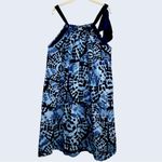 Bellambra Italy Women’s Linen Dress S Blue Tie Dye Sleeveless Bow Strap Boho Photo 7