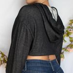 Breathable Knitted Hoodie With Adjustable Drawstring Black Photo 2