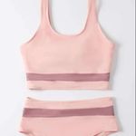 Women’s Contrast Binding High Waist Bikini Swimsuit Pink Size M Photo 2