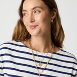 J.Crew  Relaxed Fit Blue White Boat Neck T Shirt Long Sleeve Top Size XS Photo 1