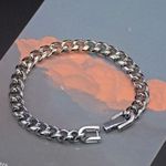Titanium Steel Link Chain Bracelet for Men Women,Personality Punk Hip Hop Bracelet Silver Photo 0
