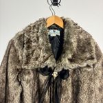 Jolt  Y2K Vintage Faux Fur Glam Shawl Cropped Coat Women L Brown Holiday Formal Photo 3