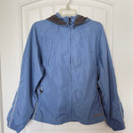 Reebok  Large Blue Full Zip Hooded Windbreaker Polyester Jacket With Pockets‎ Photo 0
