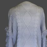 Simply Southern  Lilac Grey Cable Knit Fringe Sweater Size Large Photo 2