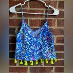 Lilly Pulitzer Brilliant Blue Ceviche Cropped Ramona Tassel Top Size 4 Photo 5
