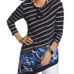 NEW Travelers Classic Diagonal Striped Top Size Small Chico's 0 Photo 0