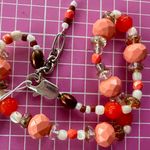 Lucky Brand Coral Red orange crystal Beads anklets 10” Photo 3