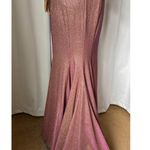 Faviana  Sparkly Metallic Long Jersey Dress With Leg Slit pink 2 Photo 10