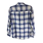 Old Navy  Womens Plaid The Boyfriend Flannel Shirt Blue & White M Photo 1
