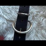 Stylish Black Suede Leather Belt with Silver Buckle Photo 2