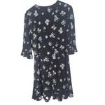 Loft Black Floral Print 3/4 Sleeve Wrap Romper Size 10 Photo 2