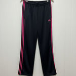 Adidas  Women's Black Straight Leg Track Pants with Pink Stripes On Sides (Small) Photo 2