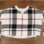 Colsie Plaid Cropped Crewneck Sweatshirt White Size M Photo 0